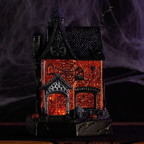 Cracker Barrel Haunted House Glitter Globe Light Up Halloween Decor - NEW IN BOX - Picture 1 of 15